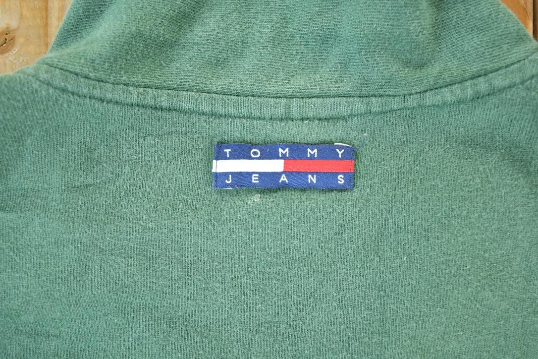 Vintage 1990s Tommy Jeans Souvenir Quarter Zip Crewneck Sweatshirt Made In USA Men's Large - Image 5