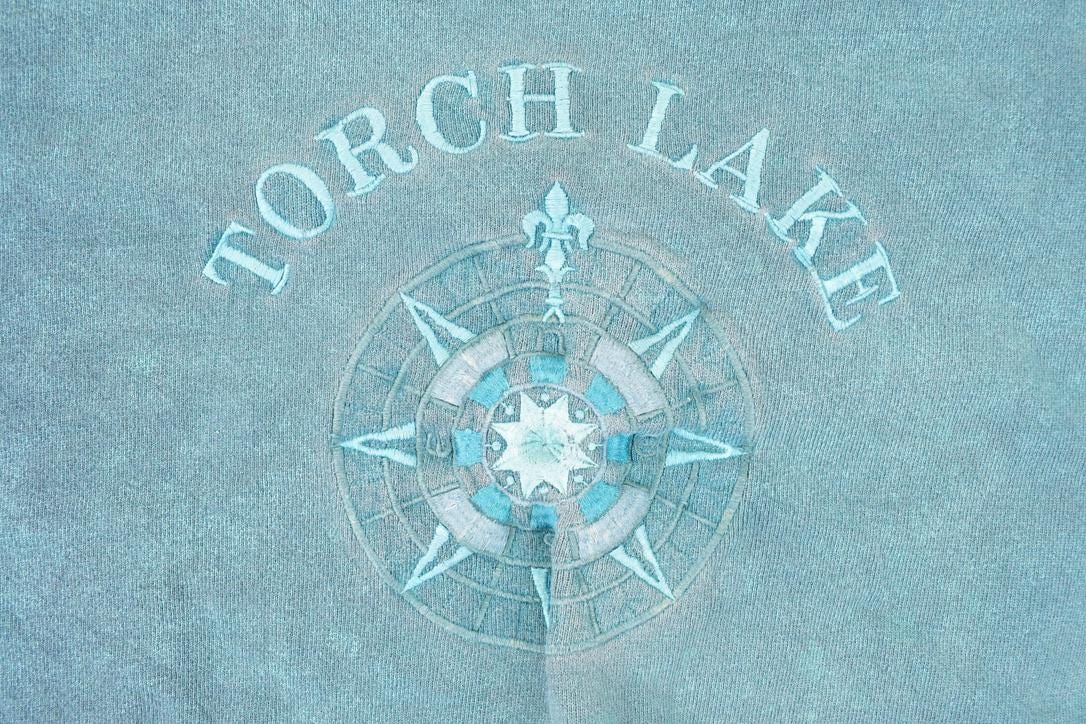 Vintage 1990s Torch Lake Embroidered Compass Crewneck Sweatshirt Men's XL - Image 3