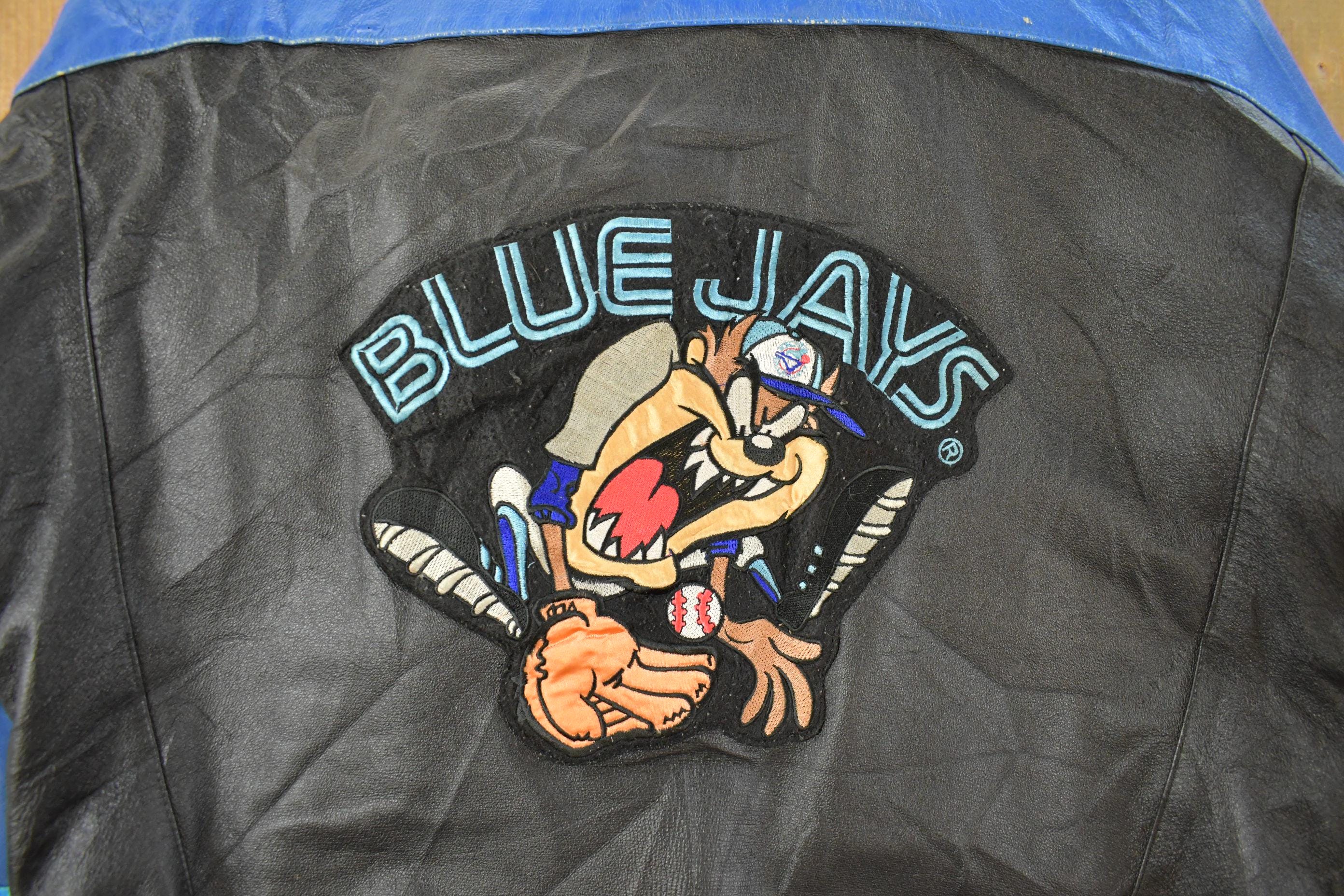 Vintage 1990s Toronto Blue Jays Looney Tunes Leather Jacket Men's Large - Image 7