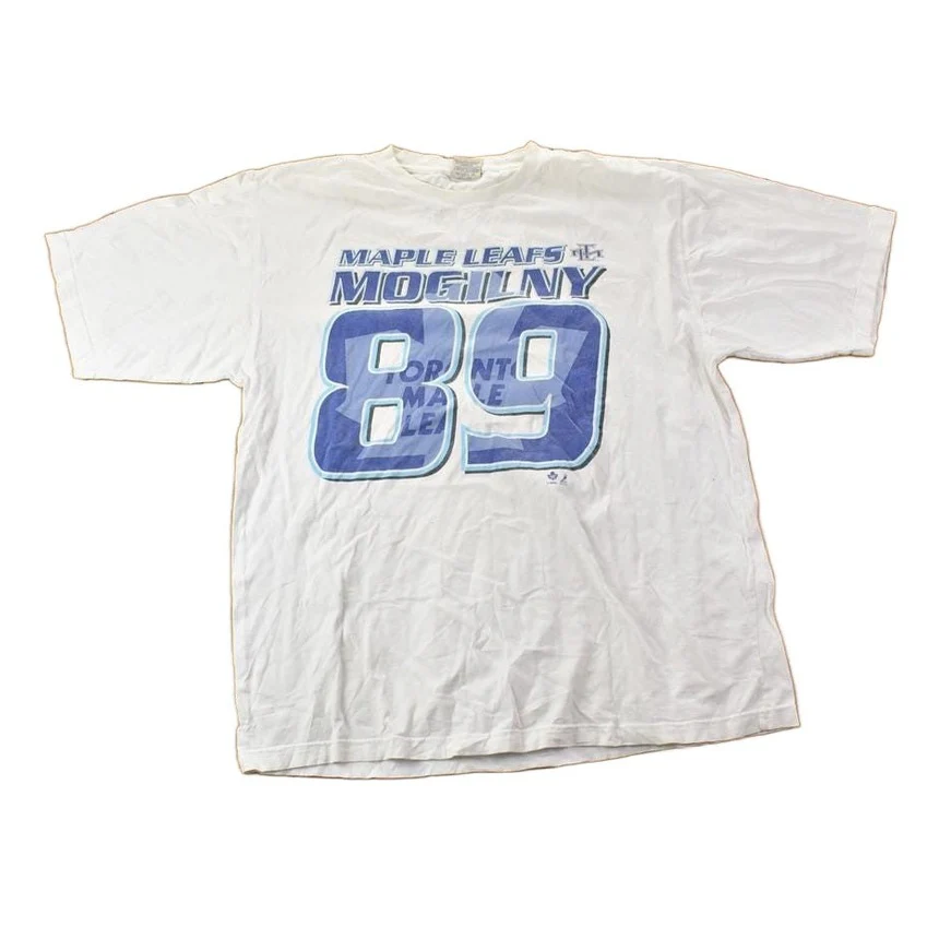 Vintage 1990s Toronto Maple Leafs Mogilny 89 NHL Graphic T-Shirt Men's Large