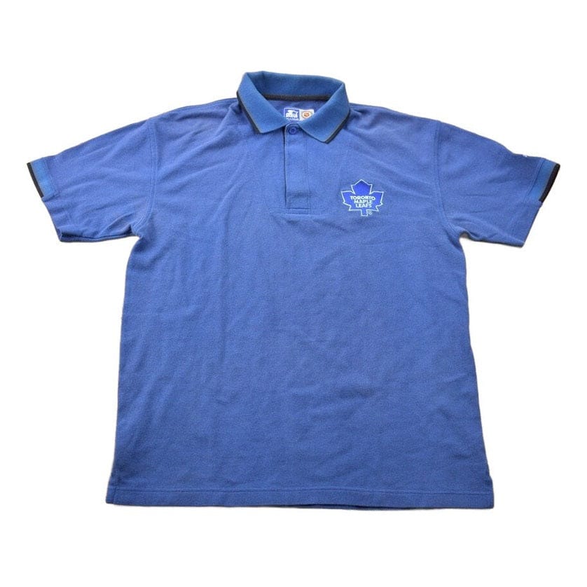 Vintage 1990s Toronto Maple Leafs Starter NHL Graphic Polo Button Up T-Shirt Men's Medium