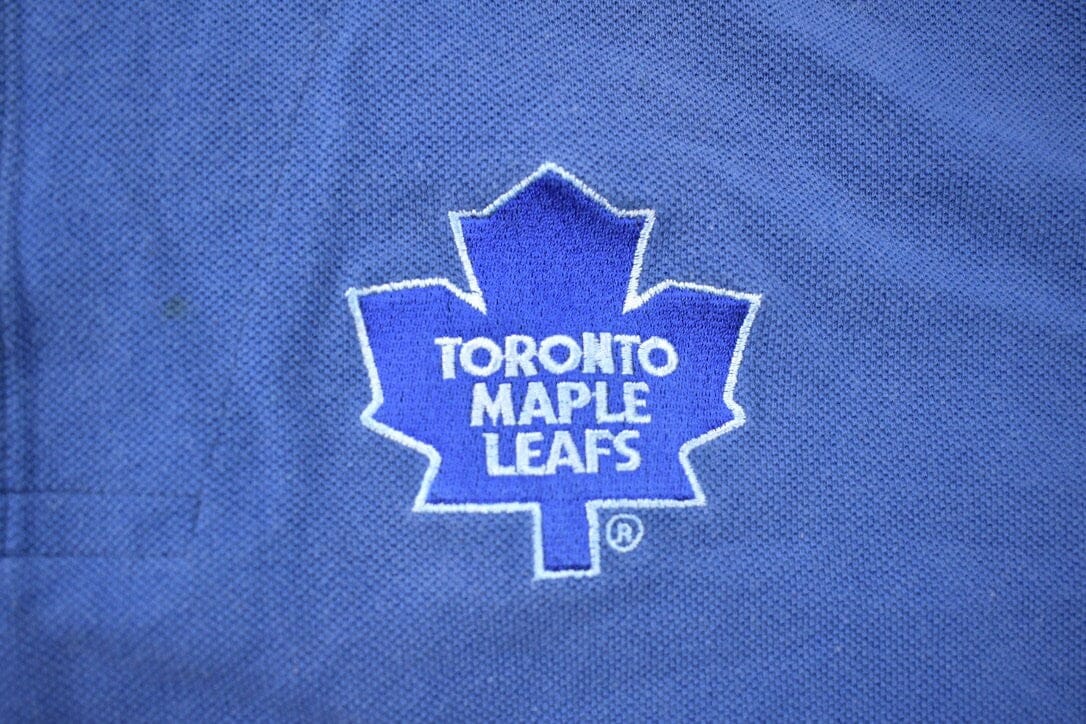 Vintage 1990s Toronto Maple Leafs Starter NHL Graphic Polo Button Up T-Shirt Men's Medium - Image 3