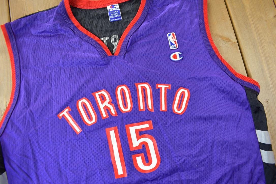 Vintage 1990s Toronto Raptors NBA Vince Carter Champion Jersey Men's XL - Image 3