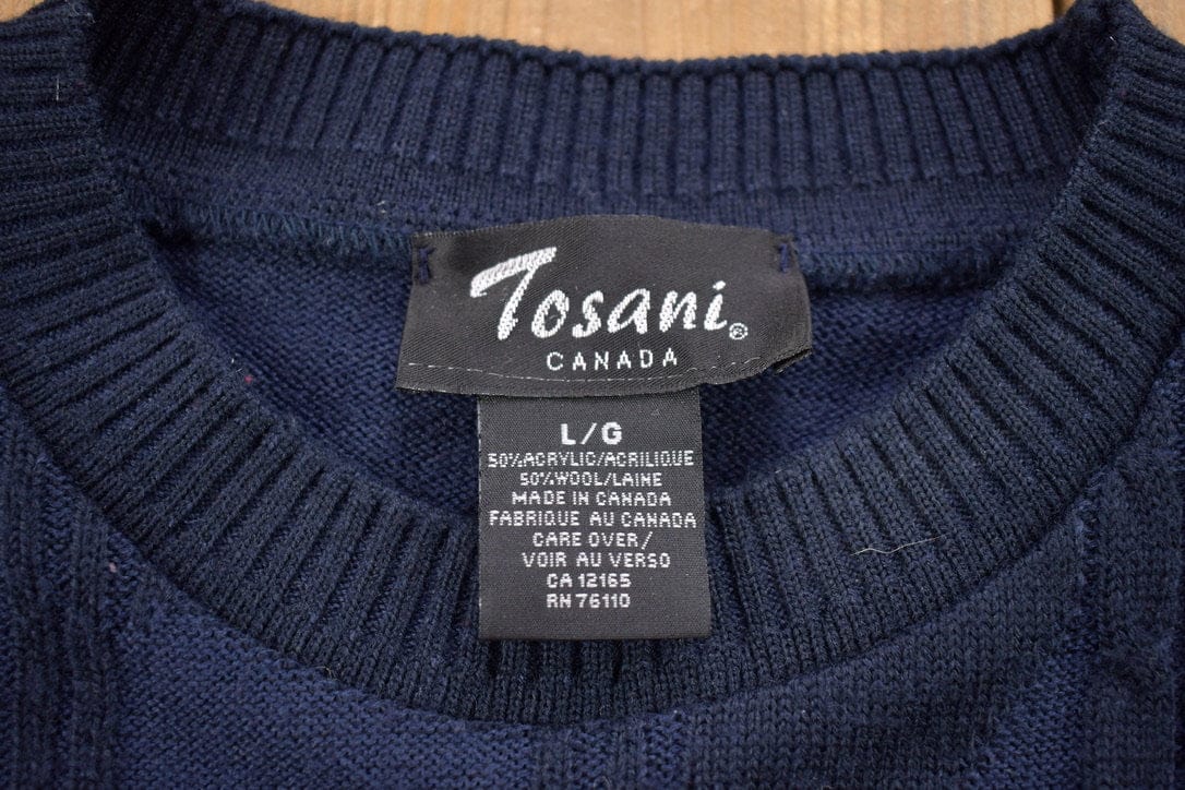 Vintage 1990s Tosani Knitted Crewneck Sweater Men's Large - Image 3