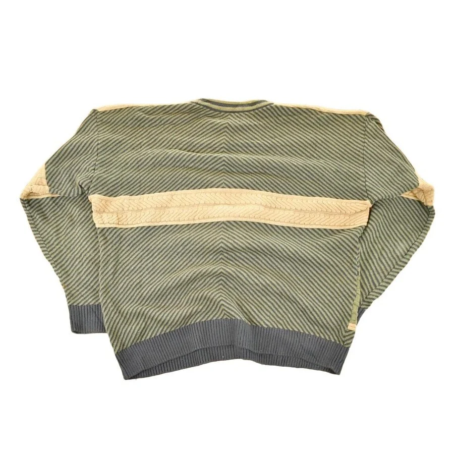 Vintage 1990s Tosani Striped Cable Knit Crewneck Sweater Men's XL - Image 2