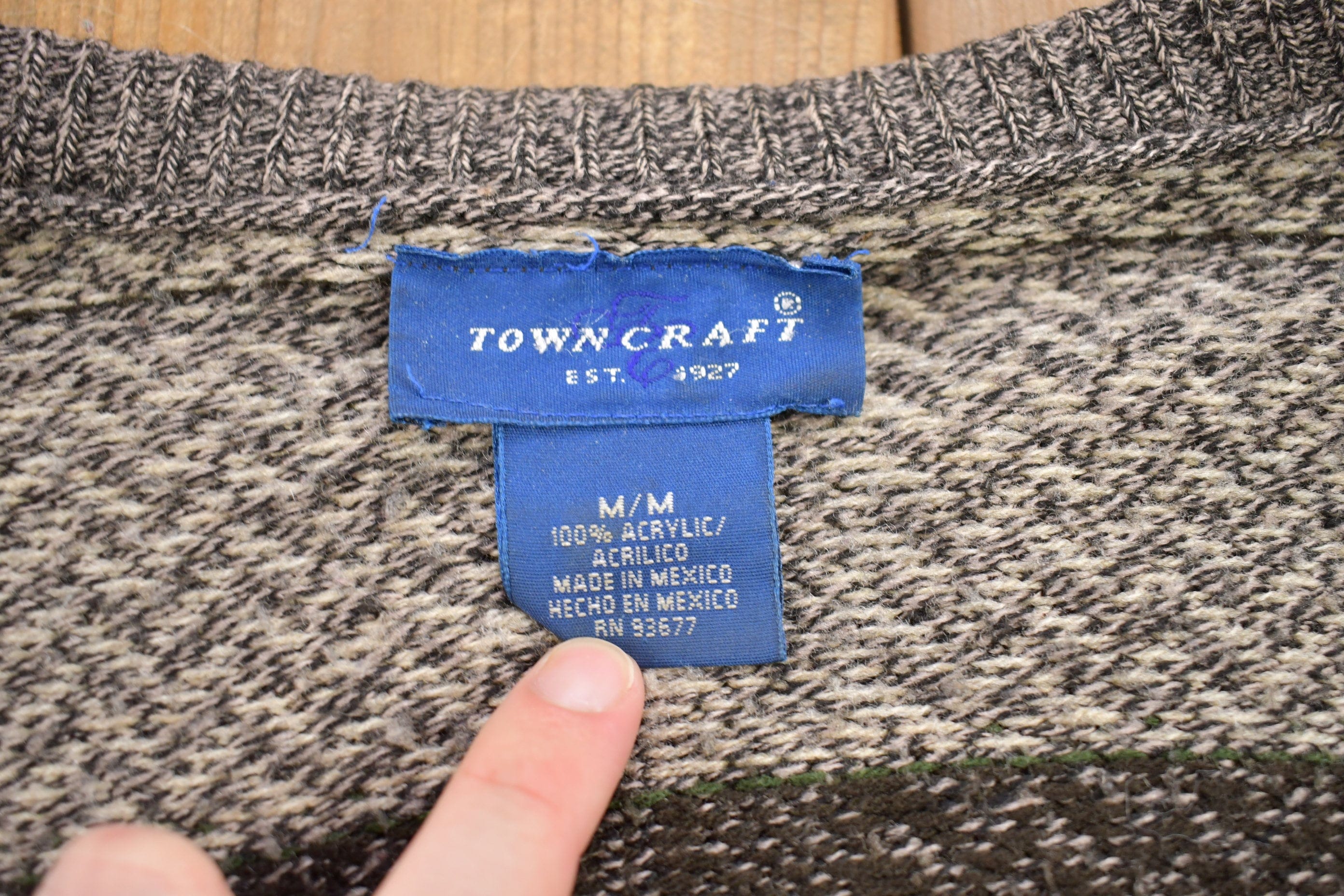 Vintage 1990s Town Craft Knitted Plaid Cardigan Sweater Men's Medium - Image 3