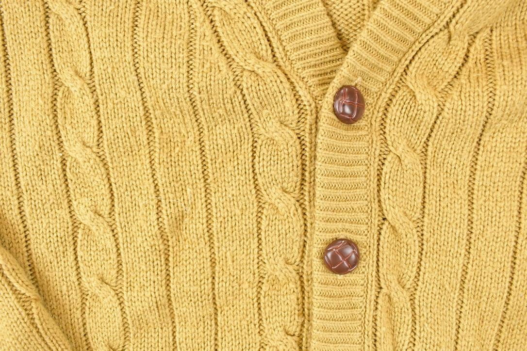 Vintage 1990s Towncraft Cable Knit Cardigan Sweater Men's L - Image 3