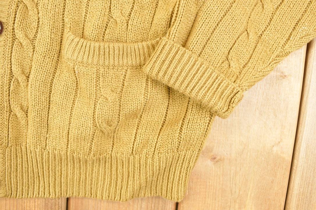 Vintage 1990s Towncraft Cable Knit Cardigan Sweater Men's L - Image 4
