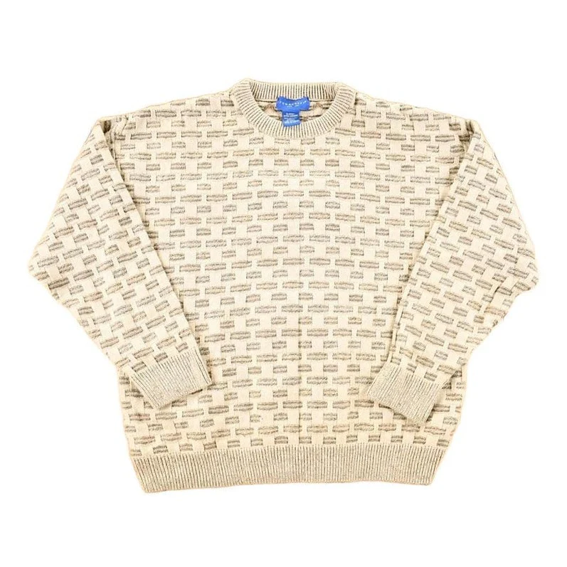 Vintage 1990s Towncraft Knit Abstract Pattern Crewneck Sweater Mens L