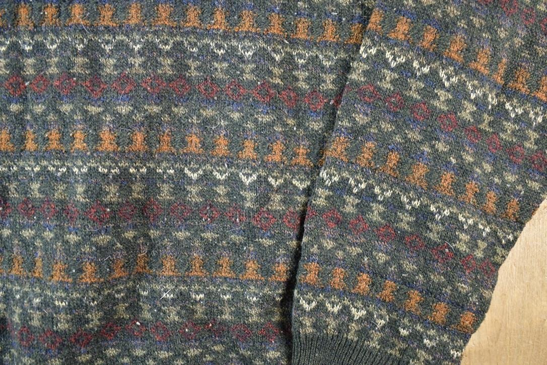 Vintage 1990s Towncraft Knit Abstract Pattern Crewneck Sweater Mens L - Image 3