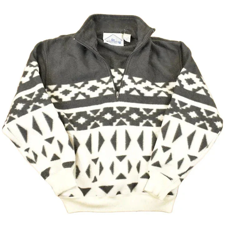 Vintage 1990s Trader Bay AOP Quarter Zip Fleece Outdoorsman Sweater Men's L
