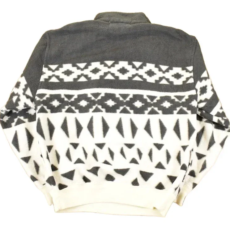 Vintage 1990s Trader Bay AOP Quarter Zip Fleece Outdoorsman Sweater Men's L - Image 2