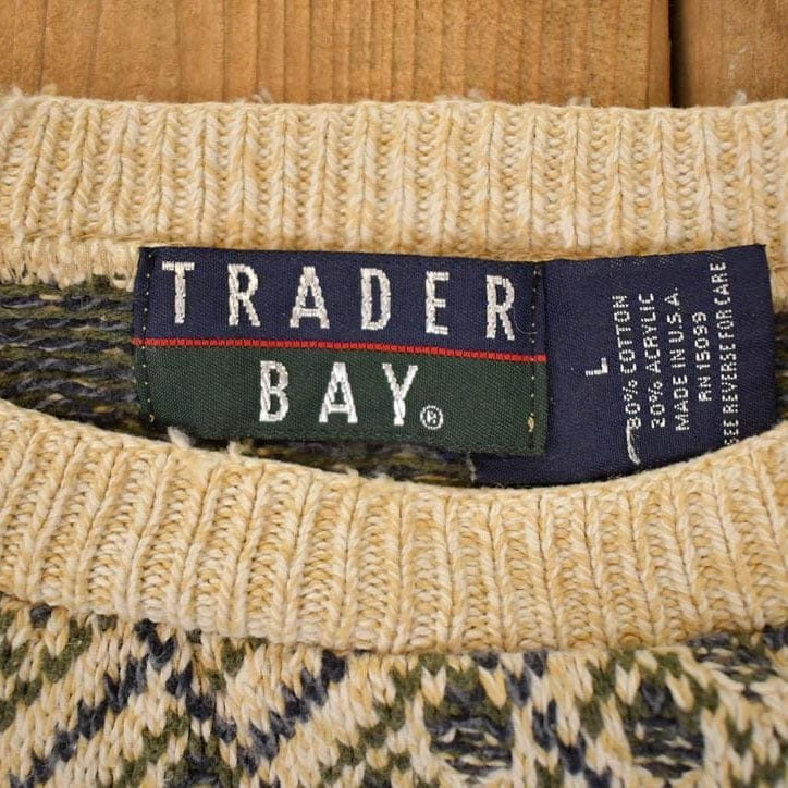 Vintage 1990s Trader Bay Knit Crewneck Sweater Men's L - Image 3