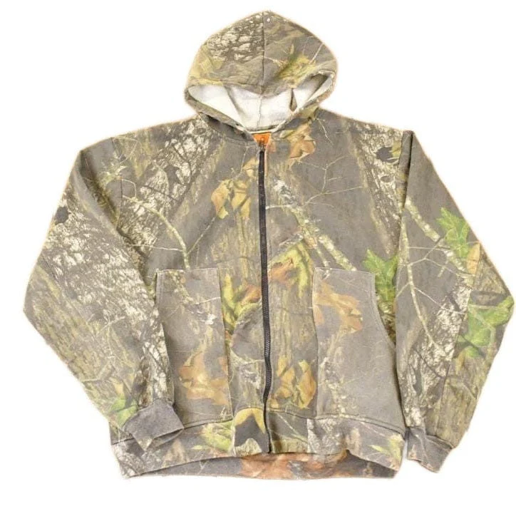 Vintage 1990s Trail Crest AOP Realtree Graphic Print Full Zip Hoodie Sweatshirt Men's L