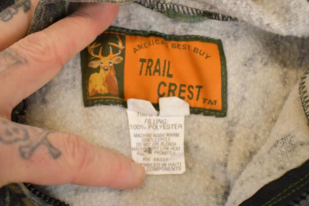 Vintage 1990s Trail Crest AOP Realtree Graphic Print Full Zip Hoodie Sweatshirt Men's L - Image 3