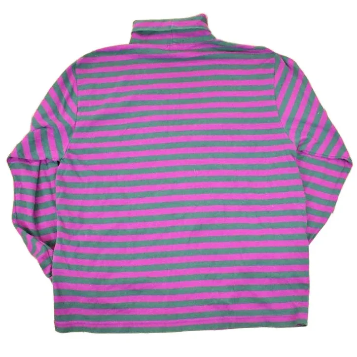Vintage 1990s Trend Basics Striped Turtleneck Sweatshirt Mens L - Image 2