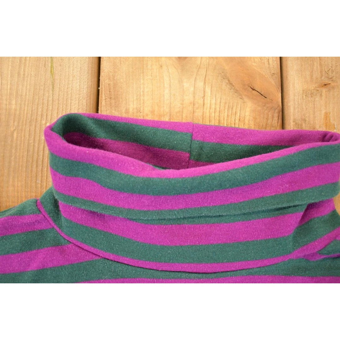 Vintage 1990s Trend Basics Striped Turtleneck Sweatshirt Mens L - Image 3