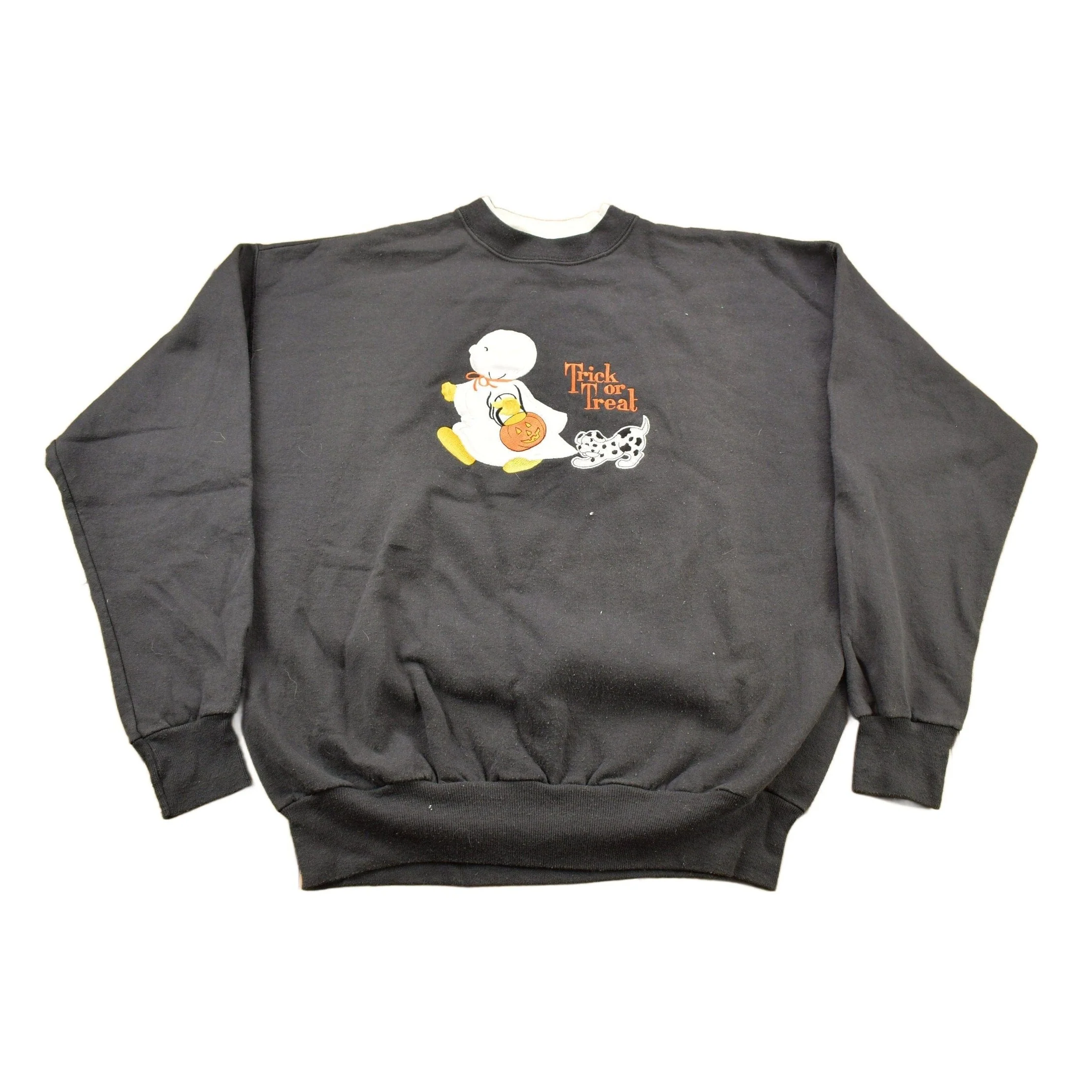 Vintage 1990s Trick Or Treat Halloween Theme Crewneck Sweatshirt Men's L