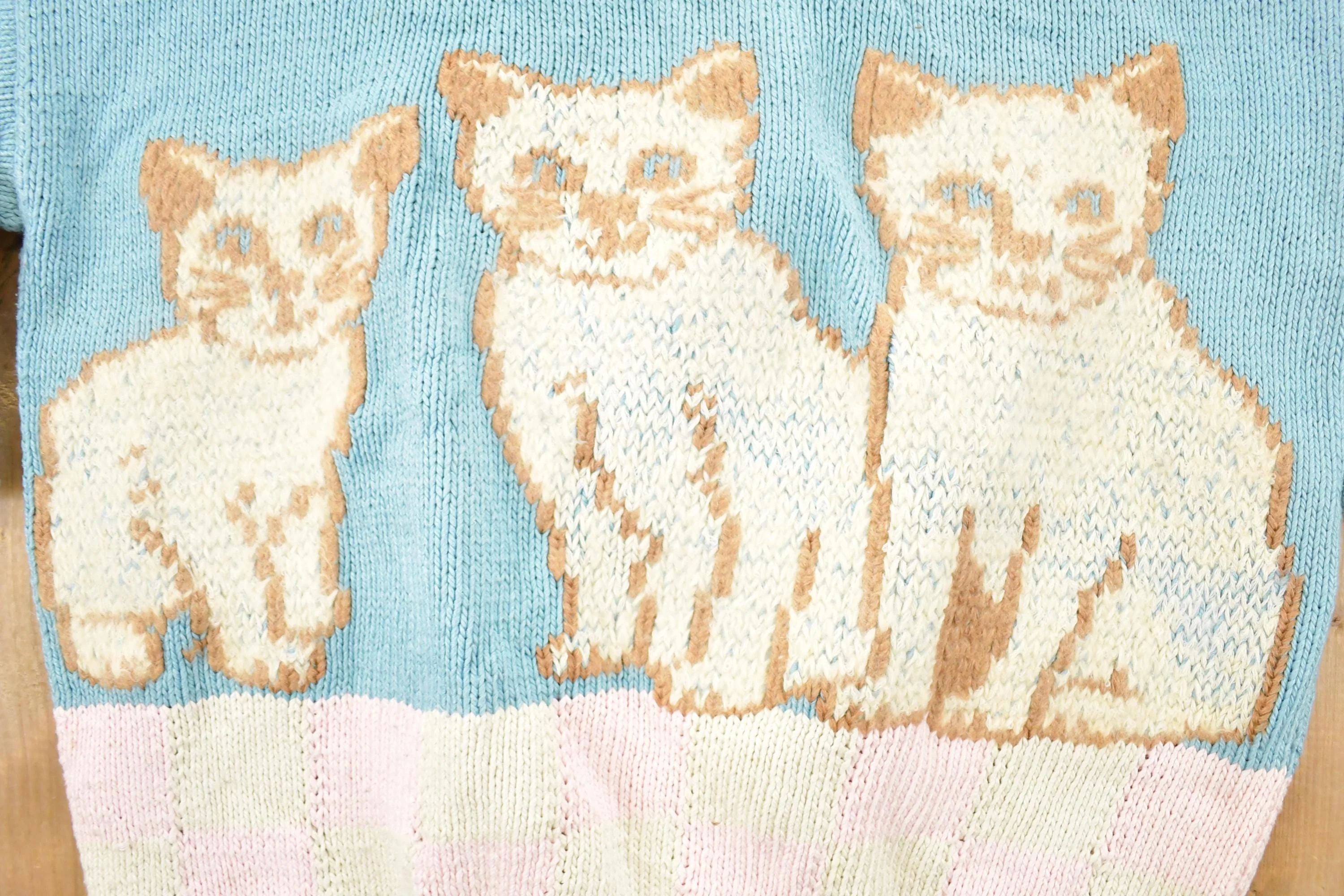 Vintage 1990s Triple Kitty Berek Hand Knit Crewneck Sweater Women's L - Image 3