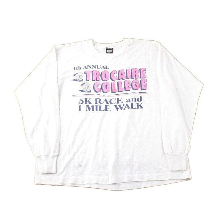 Vintage 1990s Trocaire College 5K Race Souvenir Long T Shirt Made In USA Size XL