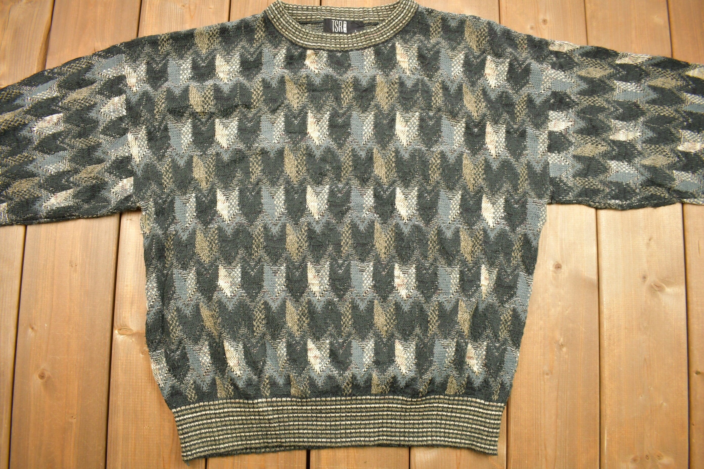 Vintage 1990s TSA USA Knitted Crewneck Sweater Men's Large - Image 3