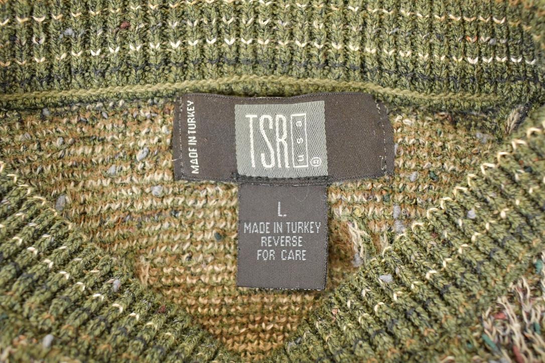 Vintage 1990s TSR Abstract Knit Crewneck Sweater Men's L - Image 4
