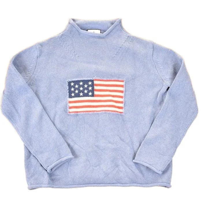 Vintage 1990s Tuckernuck American Flag Knit Crewneck Sweater Women's S
