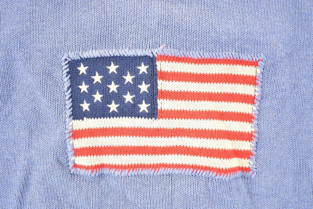 Vintage 1990s Tuckernuck American Flag Knit Crewneck Sweater Women's S - Image 3