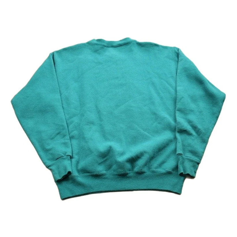 Vintage 1990s Tultex Blank Turquoise Crewneck Sweatshirt Men's Small - Image 2