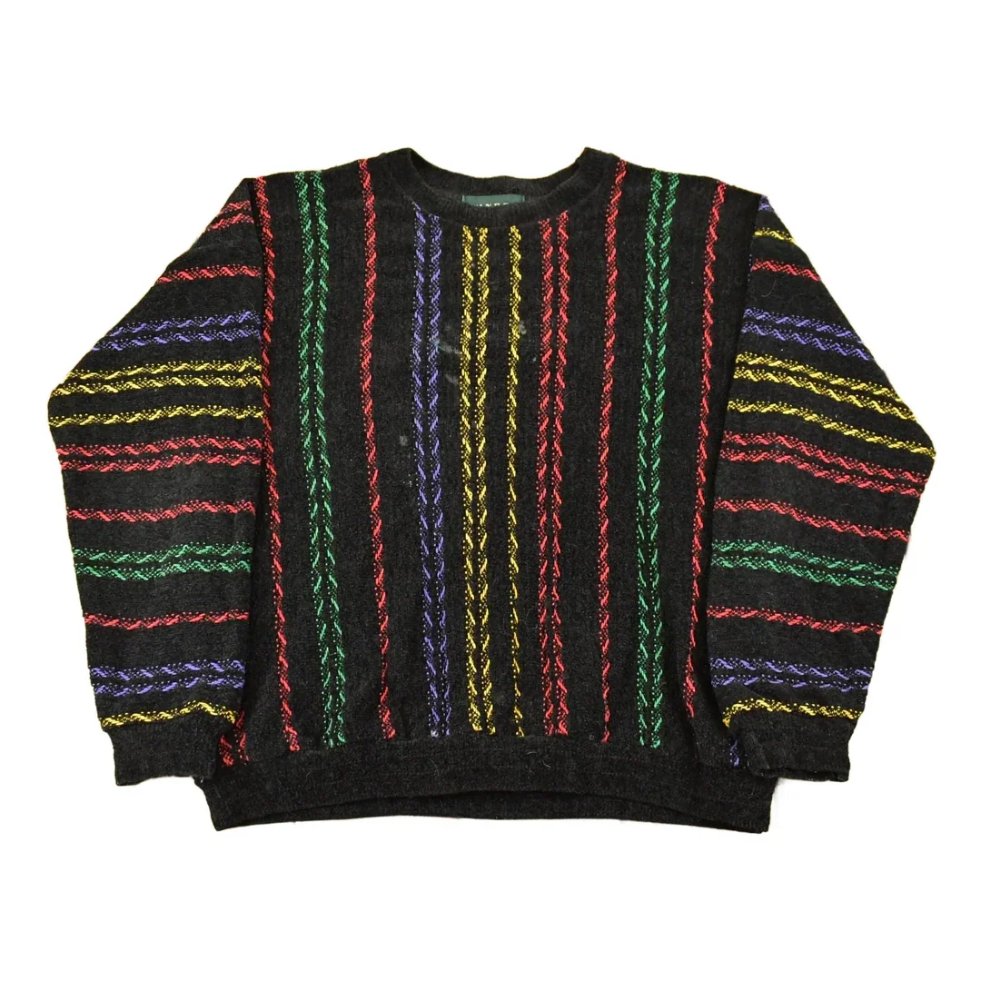 Vintage 1990s Tundra Canada Knit Abstract Pattern Crewneck Sweater Mens Large
