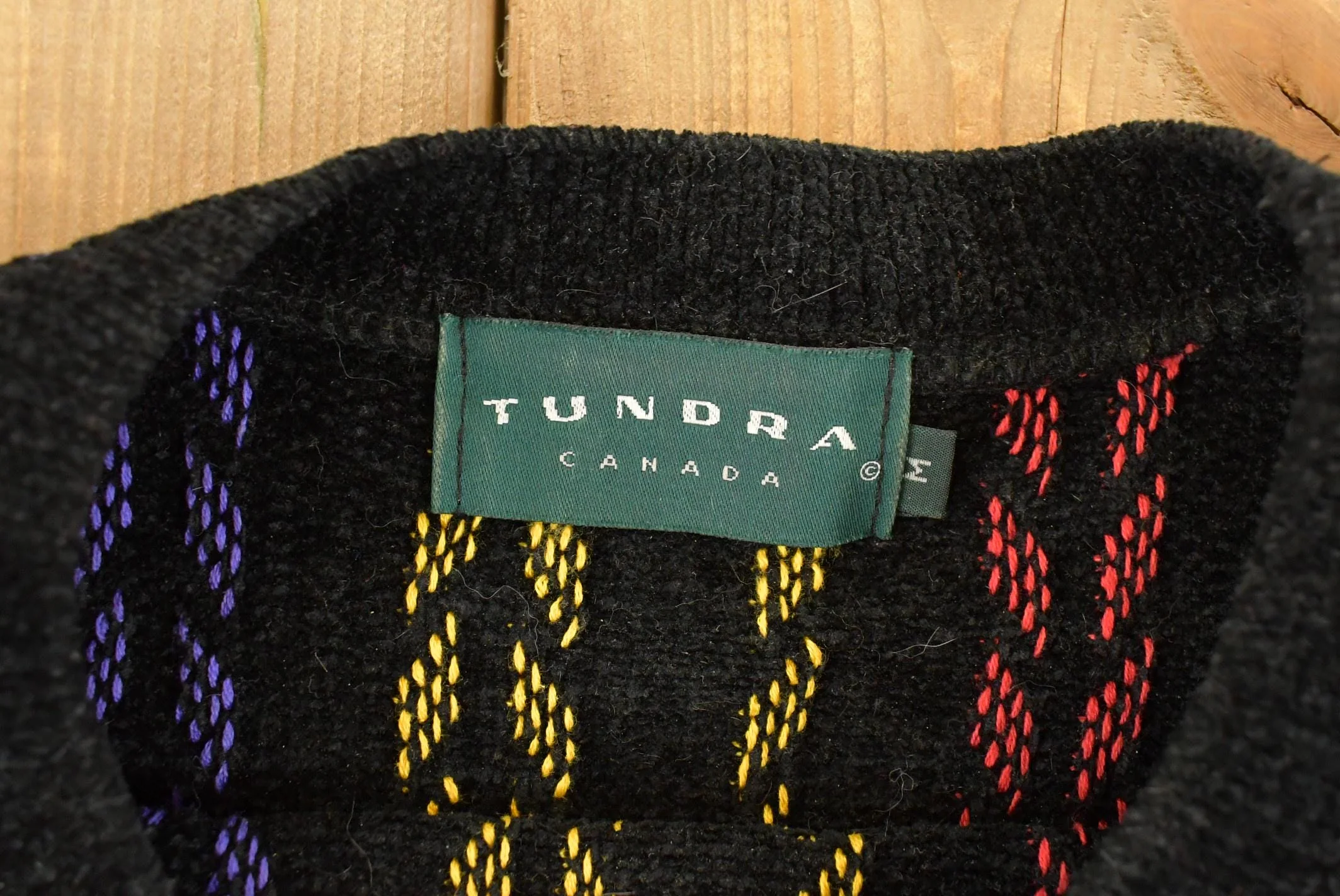 Vintage 1990s Tundra Canada Knit Abstract Pattern Crewneck Sweater Mens Large - Image 5
