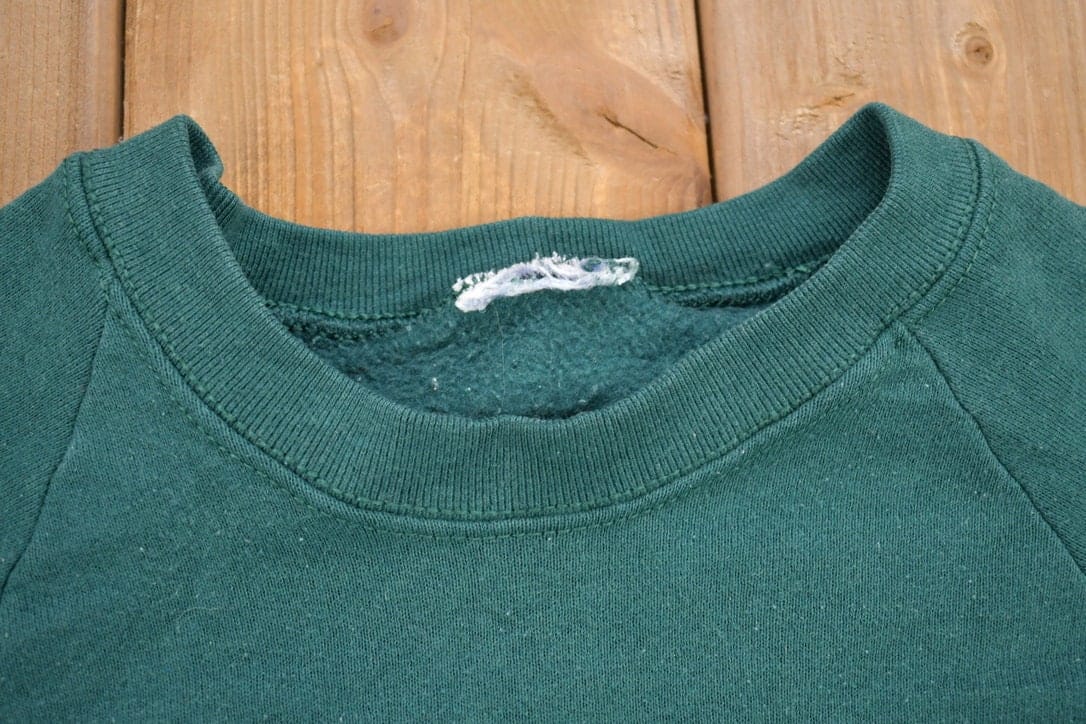 Vintage 1990s Turquoise Blank Crewneck Sweatshirt Men's Large - Image 3