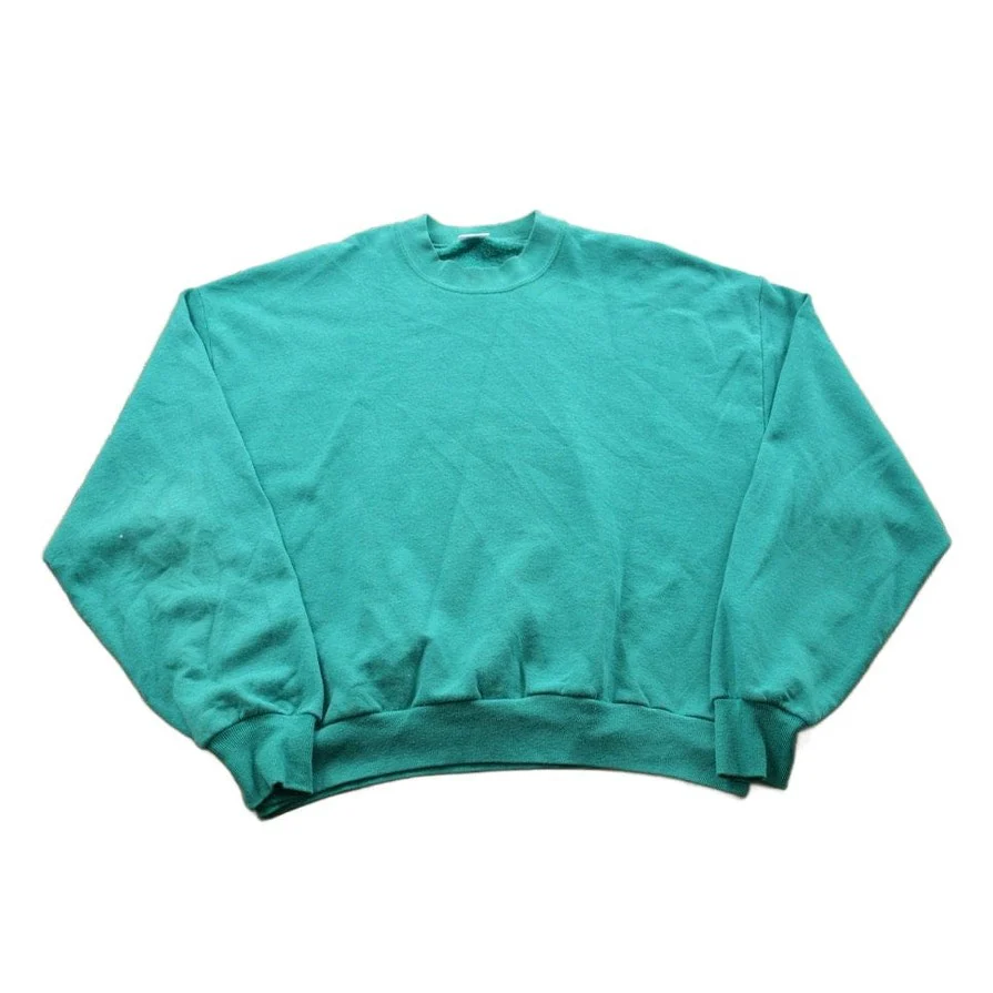 Vintage 1990s Turquoise Blank Crewneck Sweatshirt Men's Medium
