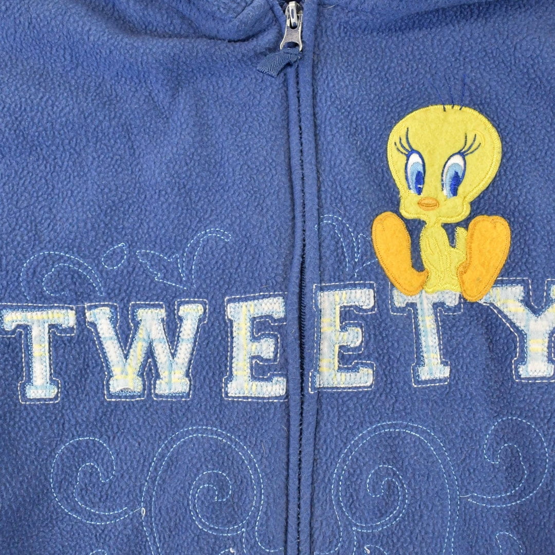 Vintage 1990s Tweety Bird Looney Tunes Full Zip Fleece Outdoorsman Sweater Women's XL - Image 3