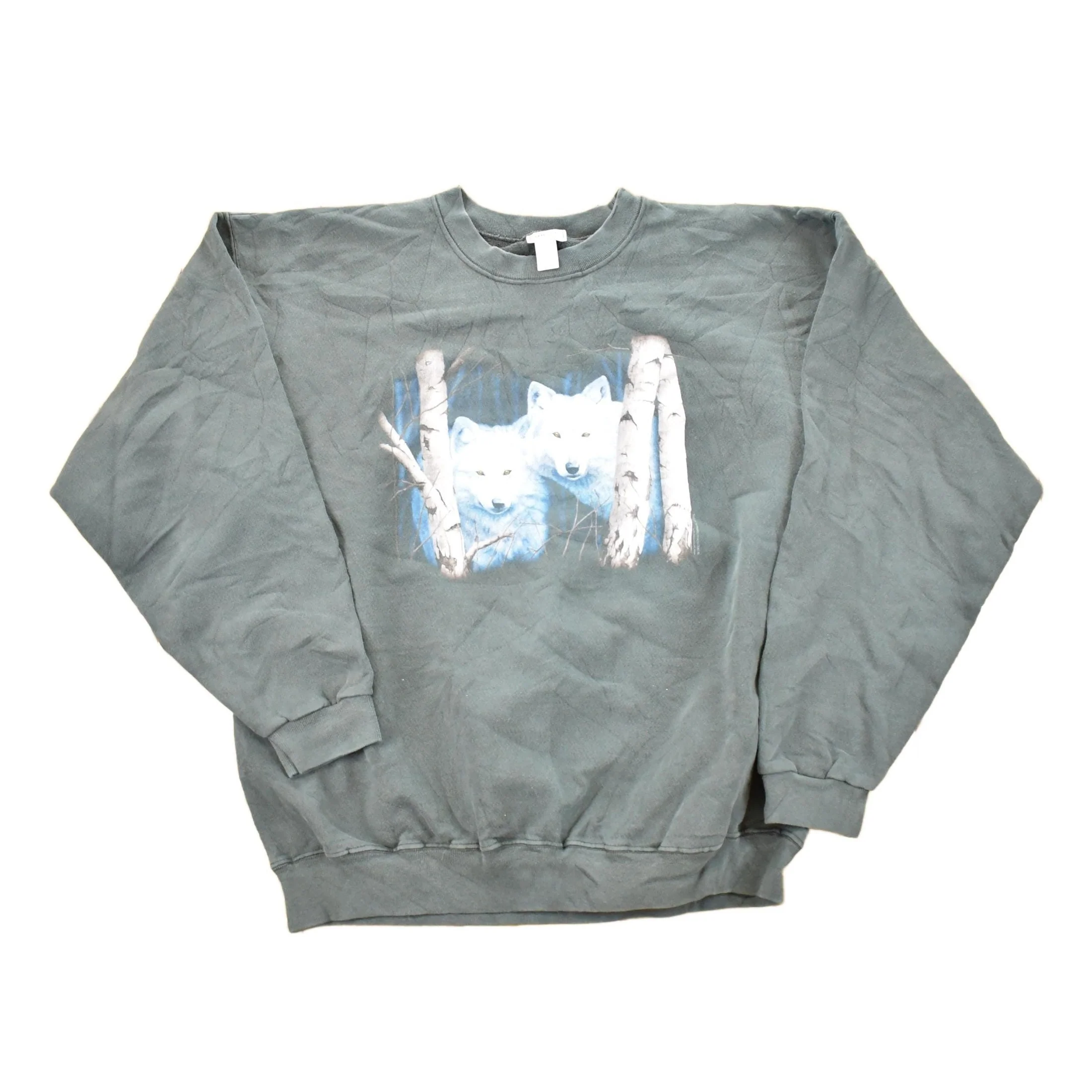 Vintage 1990s Two White Wolf Heavyweight Outdoorsman Crewneck Sweatshirt Men's L