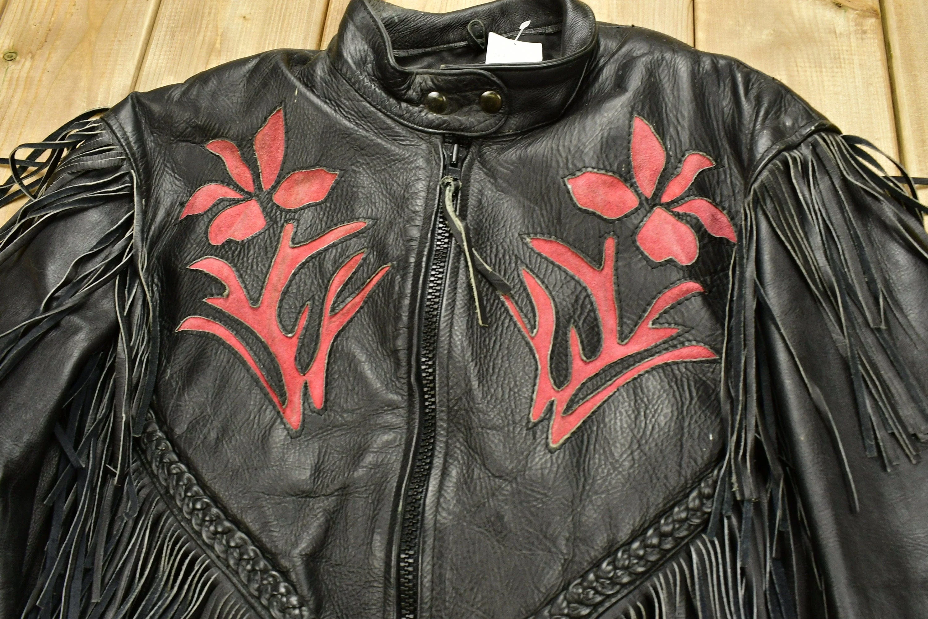 Vintage 1990s Unik Leather Collection Womens Motorcycle Jacket - Image 3