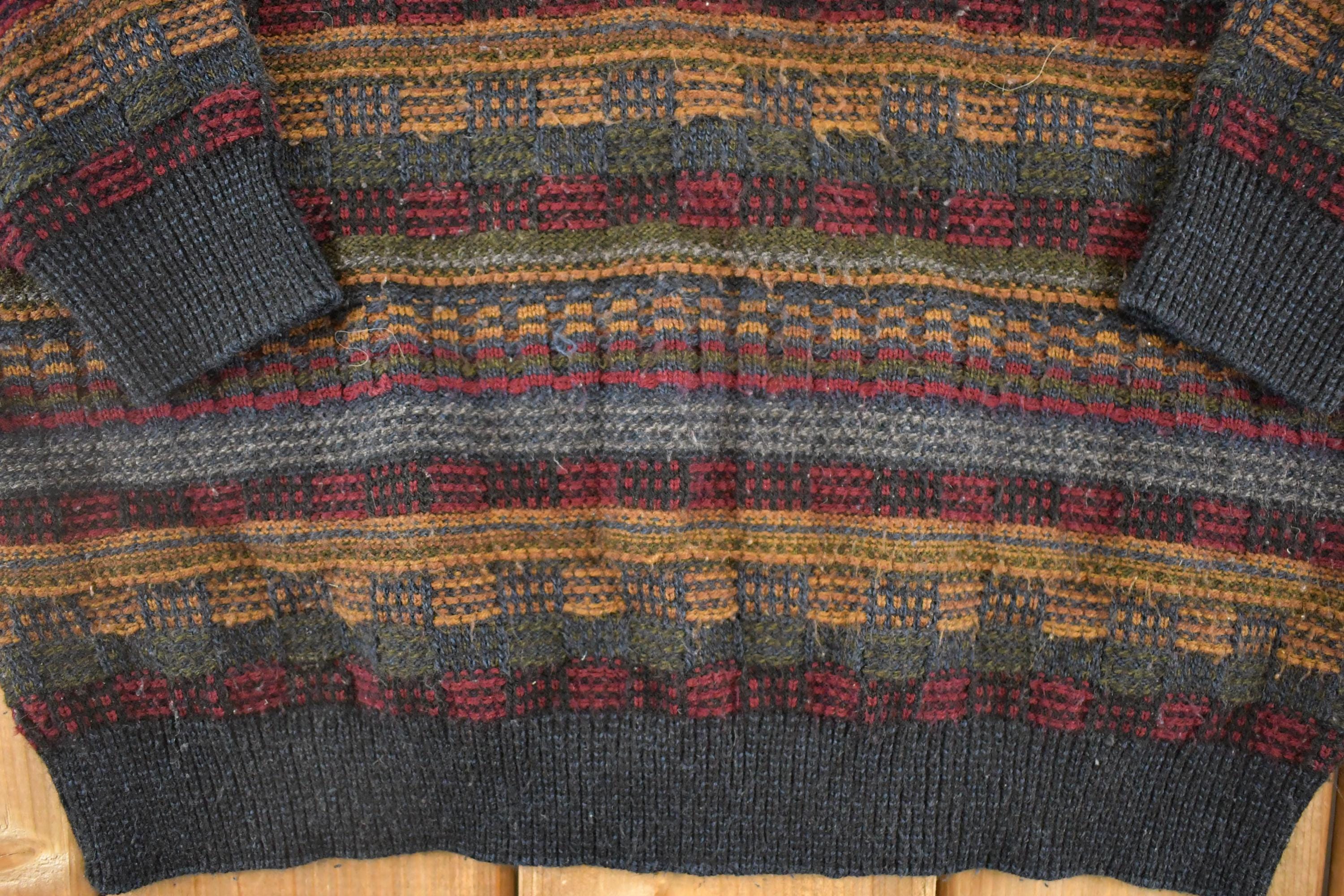 Vintage 1990s United Abstract Knit Sweater Men's M - Image 3