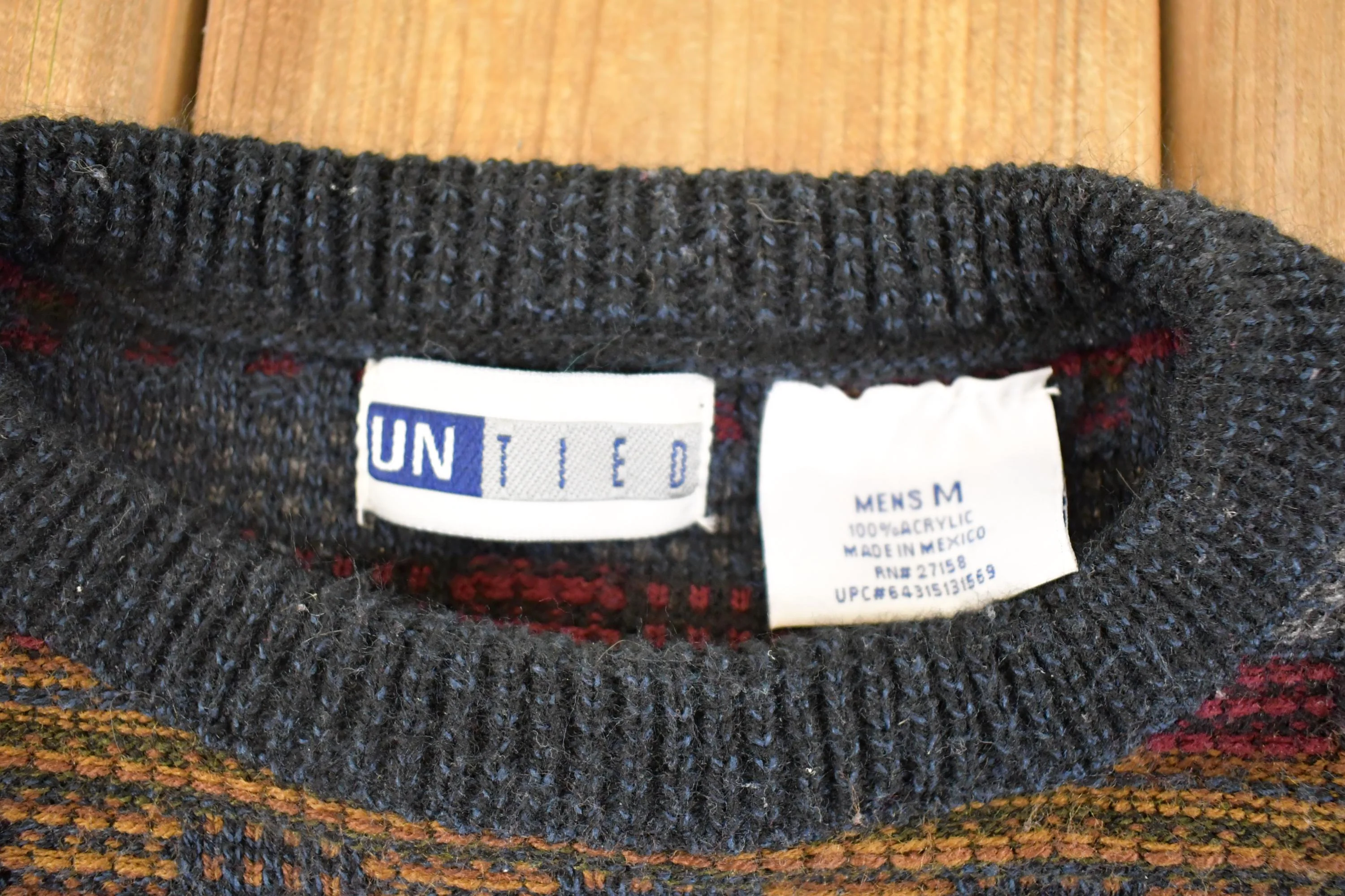 Vintage 1990s United Abstract Knit Sweater Men's M - Image 4