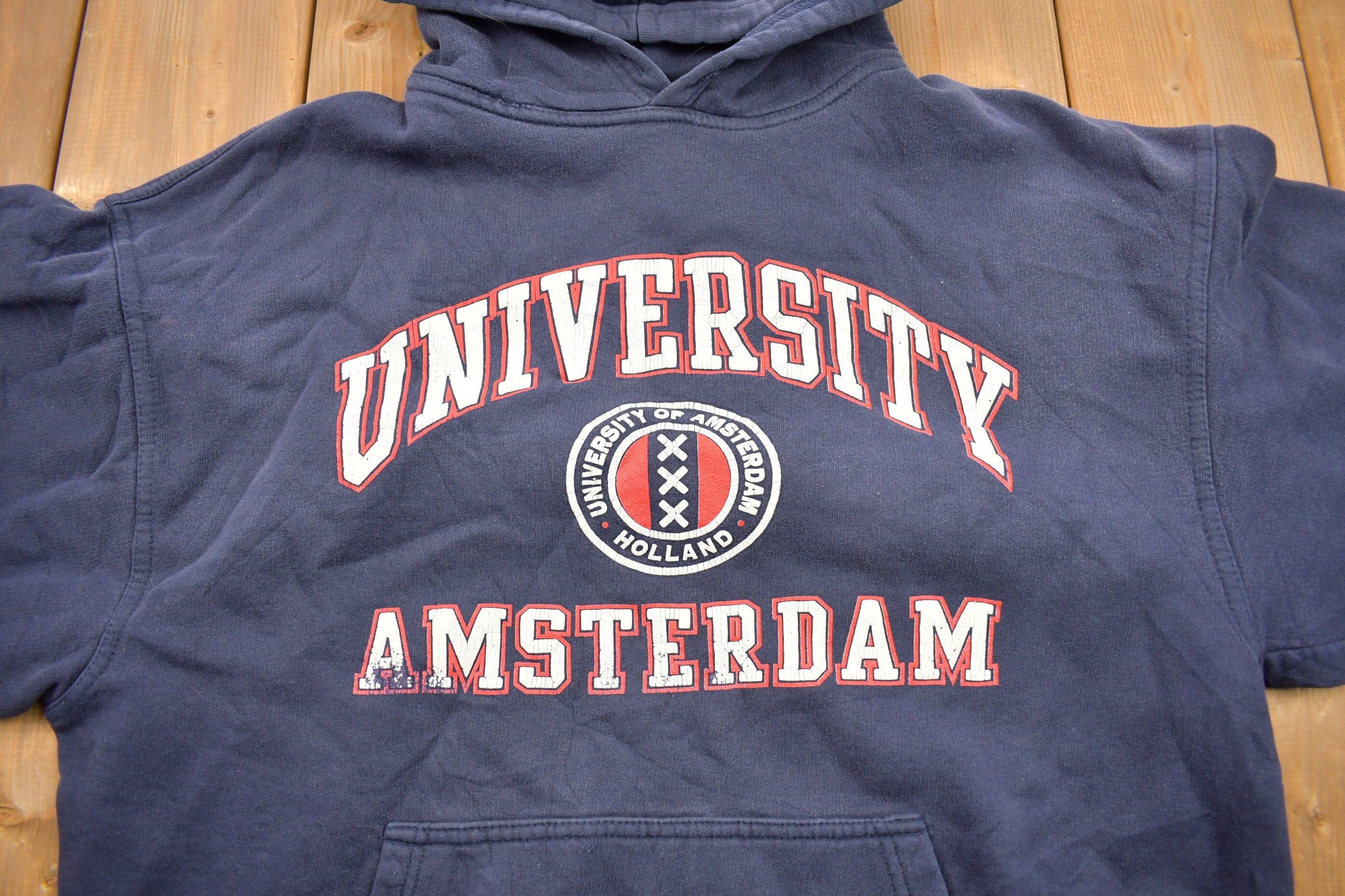 Vintage 1990s University Of Amsterdam Collegiate Hoodie Men's Large - Image 3
