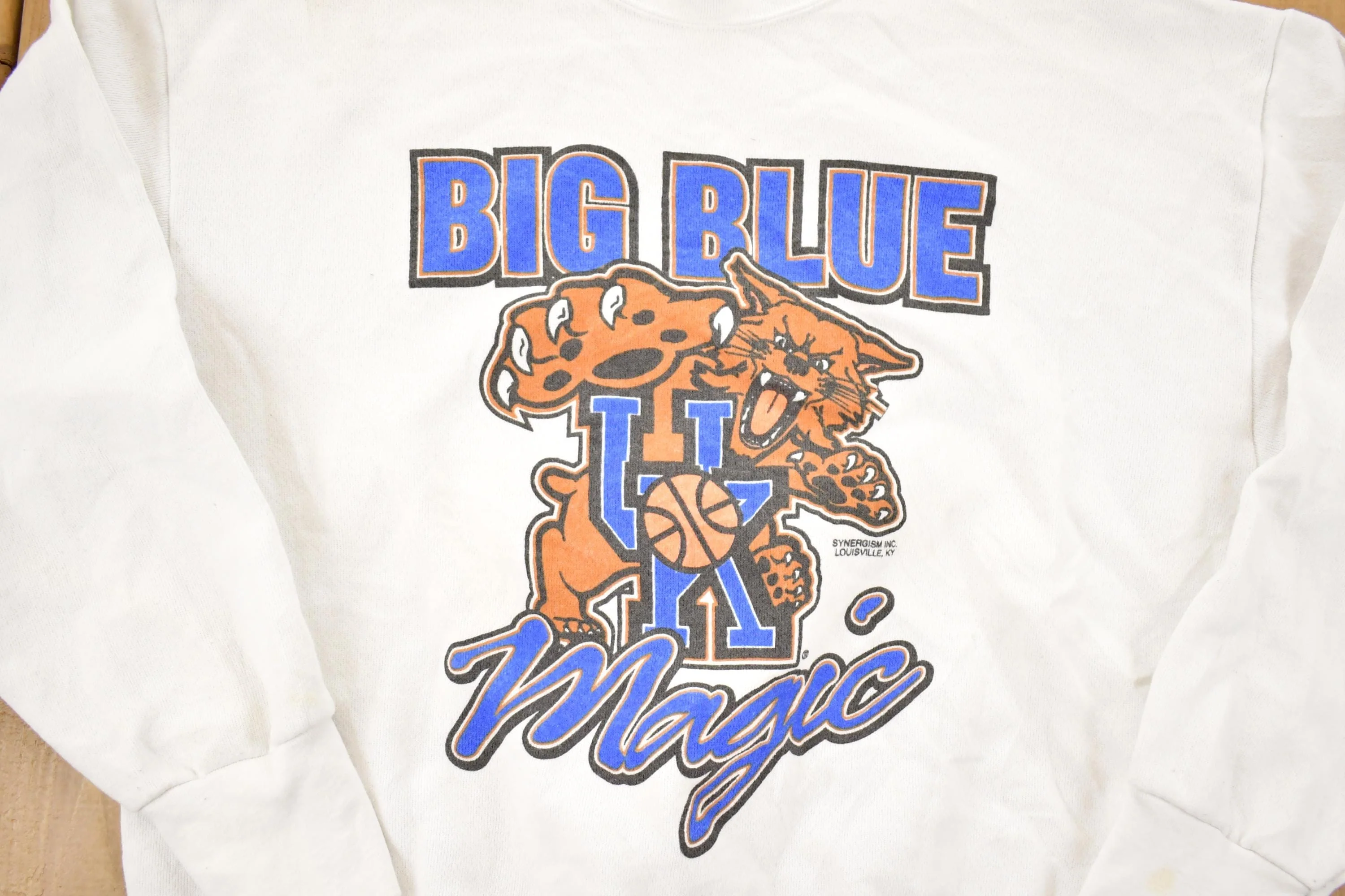 Vintage 1990s University Of Kentucky Big Blue Magic Crewneck Sweater Men's L - Image 5