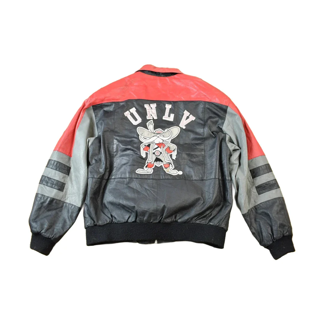 Vintage 1990s University of Las Vegas Rebels Collegiate NCAA Leather Jacket Men's Large