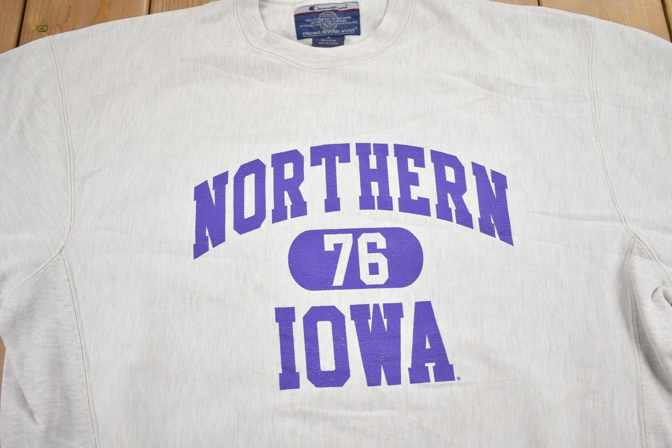Vintage 1990s University of Northern Iowa Champion Reverse Weave Collegiate Crewneck Men's Large - Image 3