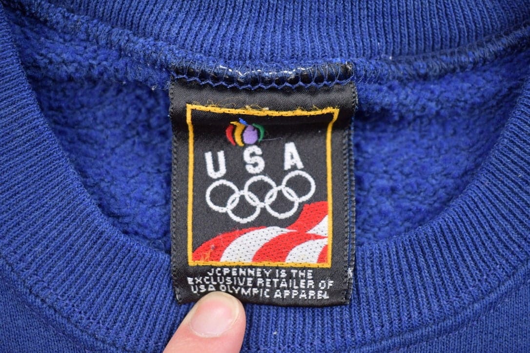 Vintage 1990s USA Olympic Blank Navy Blue Crewneck Sweatshirt - Image 3