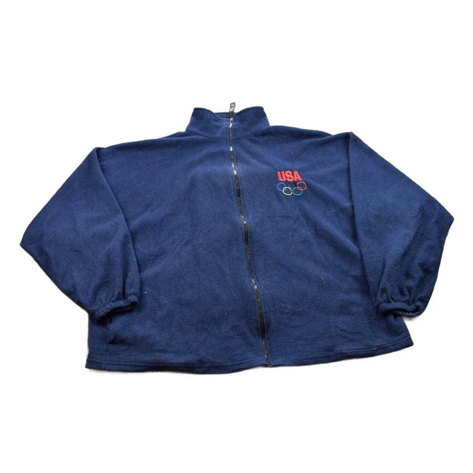 Vintage 1990s USA Olympic Zip Up Fleece Sweater Men's XL