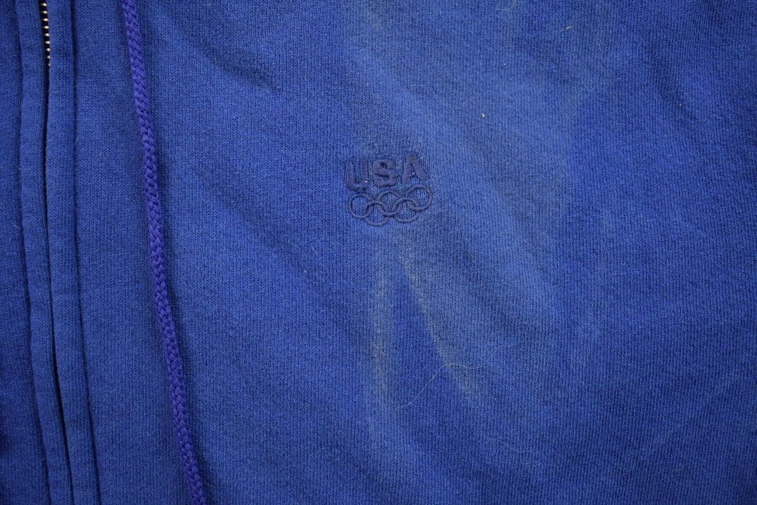 Vintage 1990s USA Olympic Zip Up Hoodie Men's Medium - Image 7