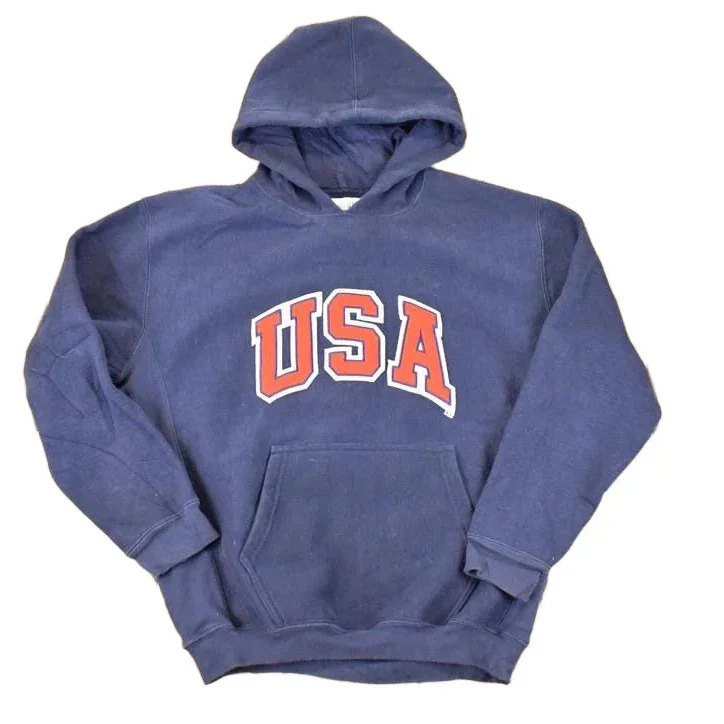 Vintage 1990s USA Steve And Barry's Embroidered Hoodie Sweatshirt Youth L