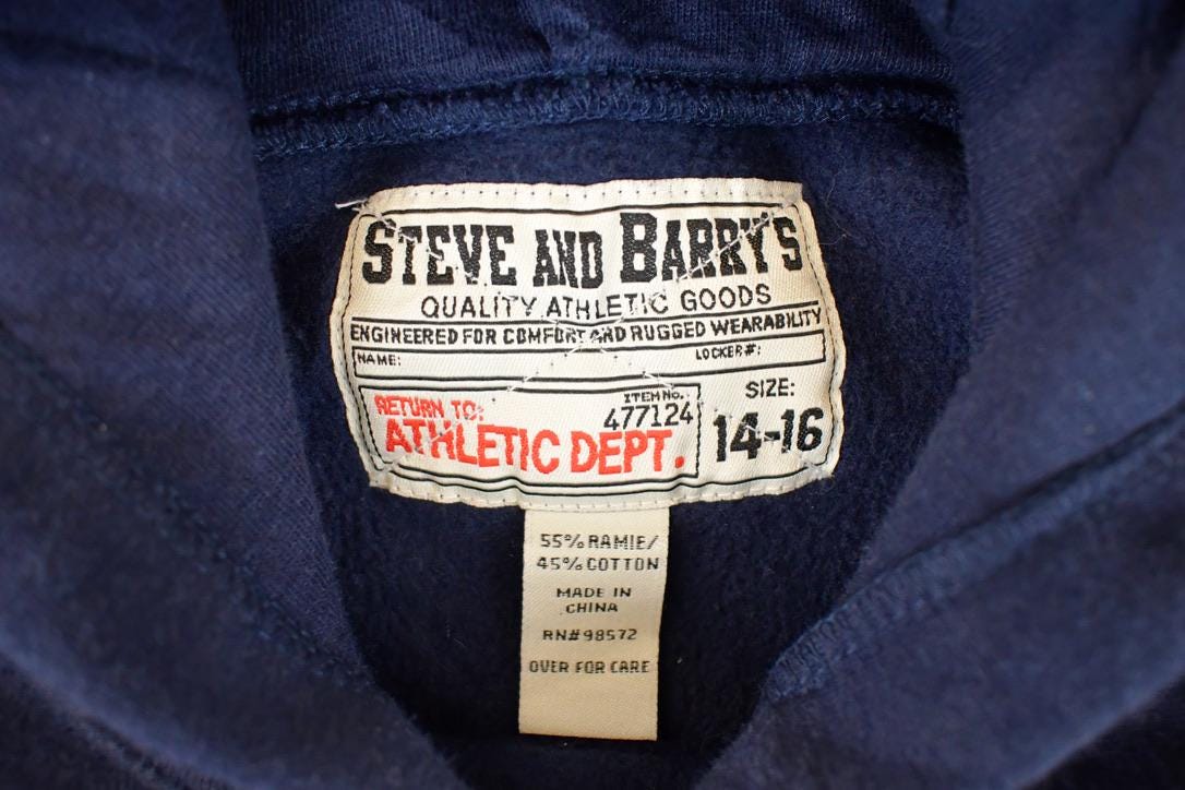 Vintage 1990s USA Steve And Barry's Embroidered Hoodie Sweatshirt Youth L - Image 4