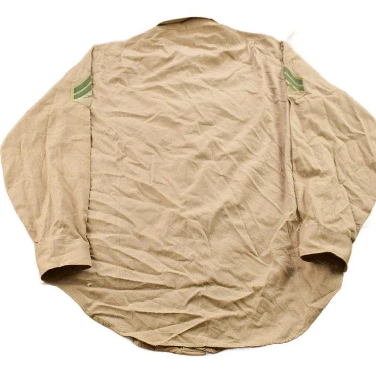 Vintage 1990s USMC Beige Blank Military Button Up Shirt Men's Large - Image 2
