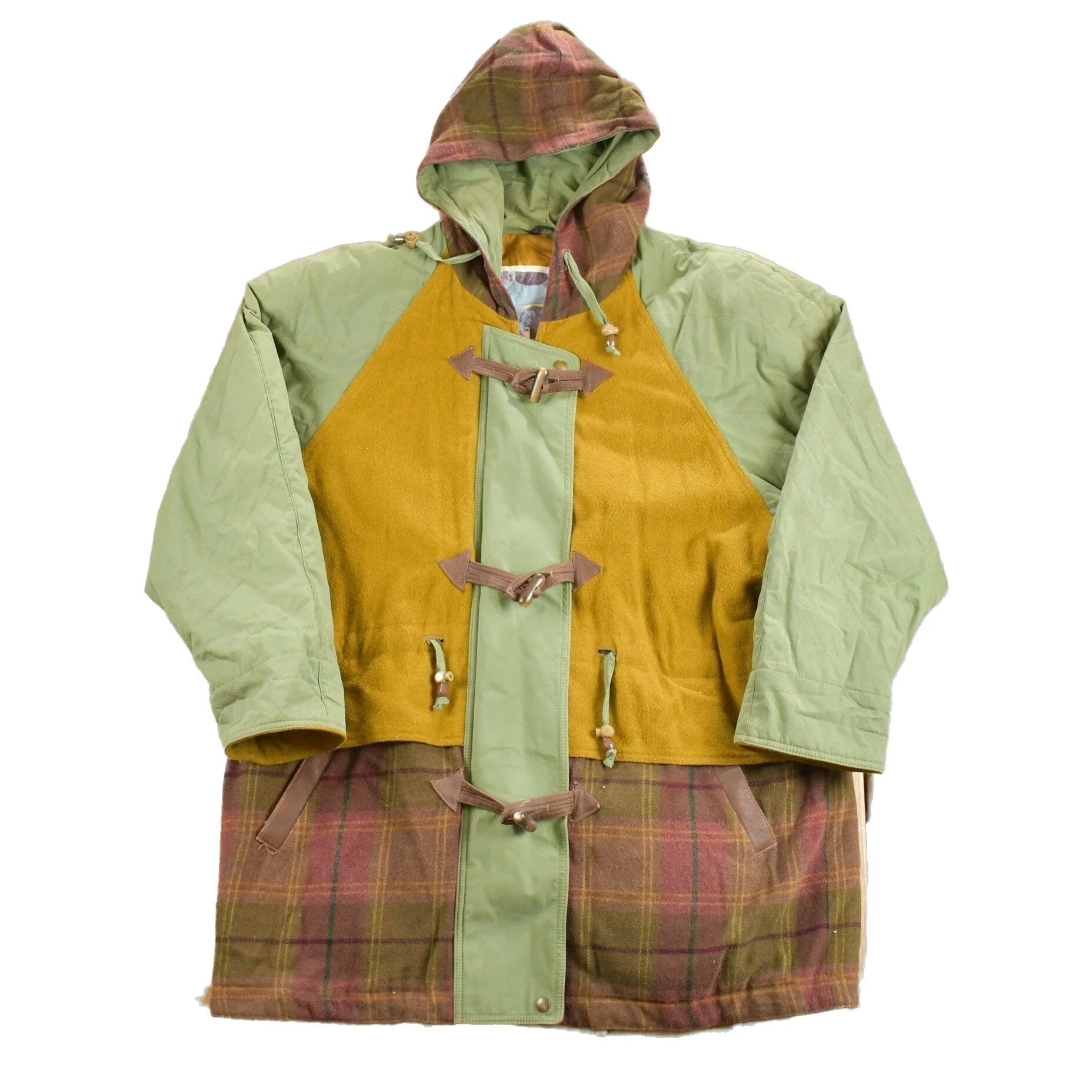 Vintage 1990s Utex Hooded Field Jacket Plaid Wool Men's Large