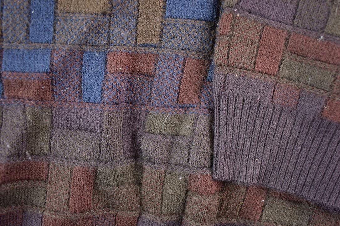 Vintage 1990s Van Heusen Knit Abstract Pattern Crewneck Sweater Mens L - Image 4